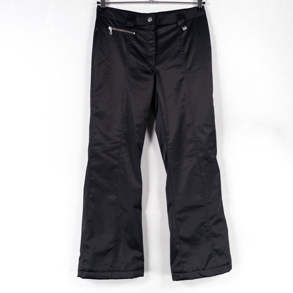 NILS Ski Snowboard Pants Womens 8 Black Sateen Lined Mid Rise Stretch Sportswear
